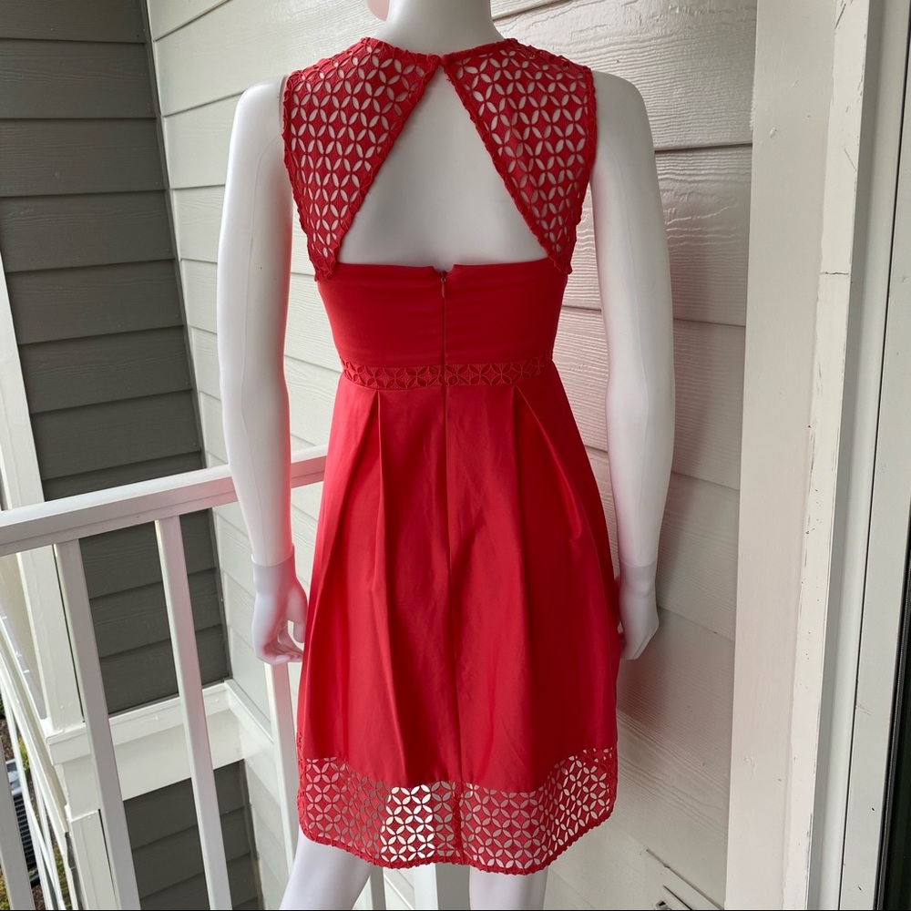 CALVIN KLEIN CORAL SLEEVELESS FIT & FLARE DRESS - Picture 6 of 13